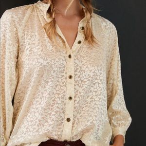 Anthropologie Susanna Burnout Velvet Buttondown